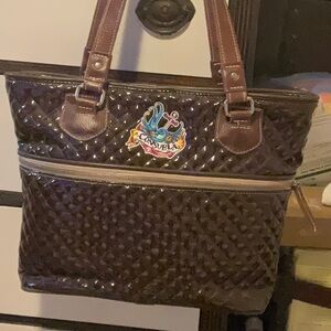 Consuela Brown Patent Leather Quilted Large Classic Tote